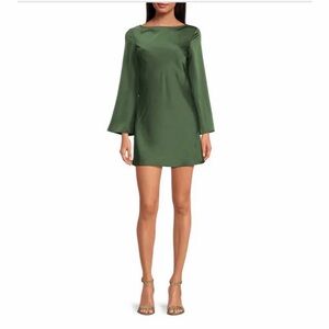NWT Gianni Bini Dionne Satin Long Sleeve Open Back Mini Dress